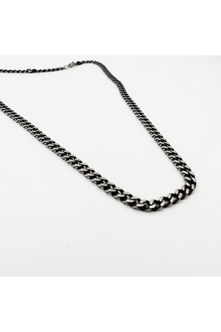 Erkek Otantik Çelik Gurmet Zincir Kolye 9131 Siyah