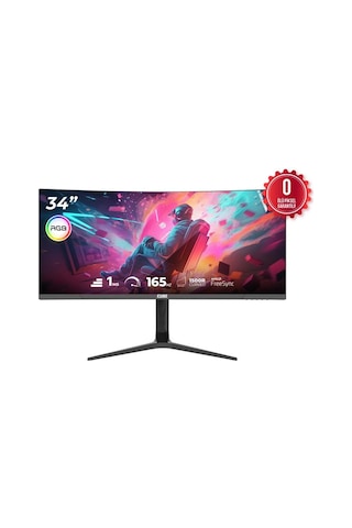 34 Cube Pa-34v165c Va 1ms 165hz Hdmı Dp Type-c Usb 2k Wqhd 3440x1440 Freesync Curved Yukseklık Ayarı
