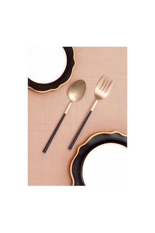 The Mia Salata Servis Seti Bianco Siyah Gold Ckb0248 Altın - Siyah