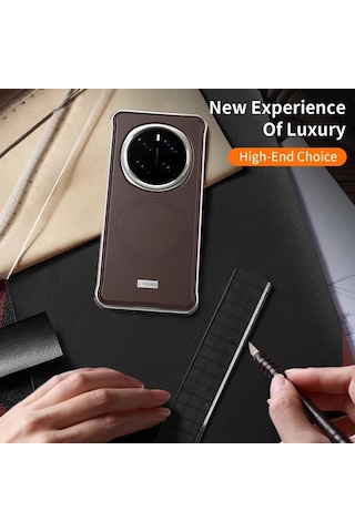 Turcoshop11 Honor Magic 7 Siyah Şık Korumalı Manyetik Kenarsız Metal Kılıf