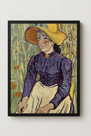 Van Gogh Buğday İçinde Hasır Şapkalı Genç Köylü Kadın Çerçevesiz Poster 30x42 Cm A3 Tablo