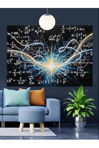 Elektrik Çizgileri Ve Matematik Formülleri Dekoratif Kanvas - Mdf Ahşap Tablo