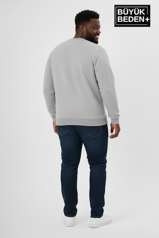 Süperlife Erkek Büyük Beden New York Baskılı Bisilet Yaka İnce Sweatshirt Spr26bsw956-5 Açık Gri Melanj