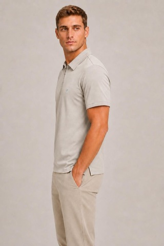 Alexander Gardi Teknik Kumaş Fermuarlı Polo T-shirt Vizon