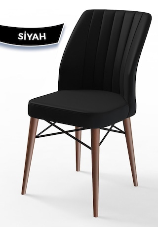 Canisa Arp Serisi, Barok Ahşap Desen 71x110 Sabit Yemek Masası Takımı, Masa 4 Siyah Sandalye Masa Barok Ahşap Desen Sandalye Siyah
