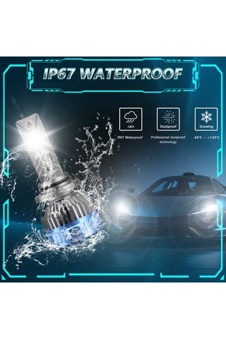 Xindoker P16 Led Araba Farı 60w 60000lm 6000k: 12000rpm Hidrolik Fanlı, 50v Akıllı Isı Kontrol, Ip67 Su Geçirmez 9006 Çiftli Set
