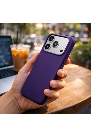 Apple Uyumlu iPhone 17 Pro Max Kılıf Renkli Lansman İçi Kadife Yumuşak Kamera Yükseltili Silikon Mor