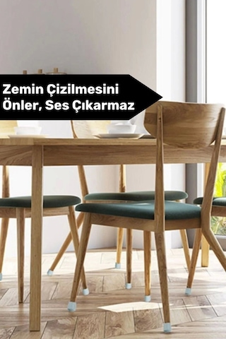 Premium Kaydırmaz Çizdirmez Mobilya Masa Sandalye Zemin Koruyucu Silikon Pabuç Ayak Kılıf 24 Adet