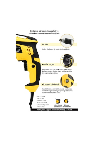 Assur ASR210 710W 90Nm Alçıpan Vidalama Sarı