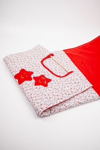 Fabric Craft Bag Borcam Taşıma Çantası Elyaf Dolgulu Yemek Taşıma Çantası Piknik Ve Fırın Kabı Kırmızı - Beyaz