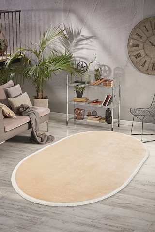 Comfort Düz Saçaklı Peluş Halı Bej Bej