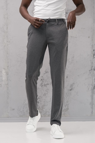 Beli Lastikli Ve İplikli Rayon Kumaş Regular Fit Likralı Jogger Pantolon gri