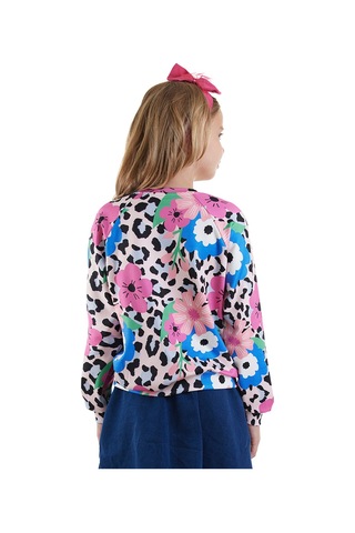 Denokids Çiçekli Leopar Kız Çocuk Sweatshirt Renkli