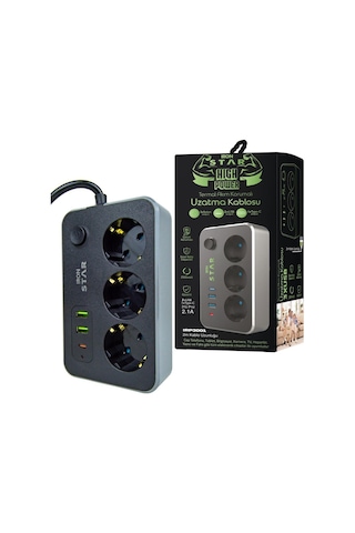 Ironstar 2mt 3xusb Akım Korumalı 3 Soketli Priz 2 M
