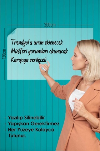 2 Adet Şeffaf Akıllı Kağıt Tahta 120X200 Cm Şeffaf Yazı Tahtası K