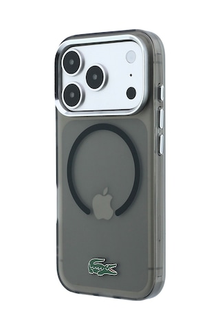 Apple Uyumlu iPhone 18 Pro Max Kılıf Lacoste Lisanslı M-safe Uyumlu Lake Timsah Logolu Iml Frosted Kapak Siyah