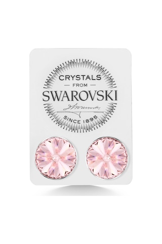 Union Swarovski Crystal Kadın Light Rose Taşlı 12mm Çivili Gümüş Union Swarovski Crystal Kadın Light Rose Taşlı 12mm Çivili Gümüş
