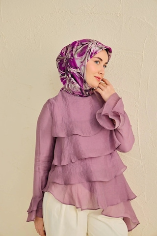 Silk Home Tivil Saf İpek 11501 - 16 Mor Çiçek Desen