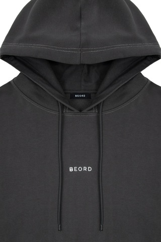 Beord Koyu Gri %100 Pamuk Kapüşonlu Sweatshirt Bhd1-137