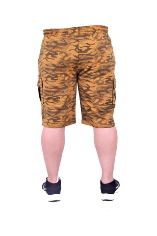 Moc Grande Mocgrande Büyük Beden Pastel Camouflage Likralı Erkek Penye Şort 23609 Hardal