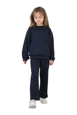 Erdem Kıds Kız Çocuk Taşlı Pijama Takımı Rahat Kalıp Günlük-casual Takım İkili Takım Laciver Laciver