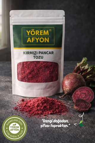 Yörem Afyon Doğal Renklendirici Ve Enerji Kaynağı Saf Nitratt Kırmızı Pancar Tozu Beta Vulgaris 120gr.