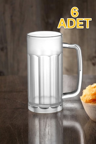 6 Adet - 560 Ml Kırılmaz Çizilmez Buzlu Bira Ve Ayran Bardağı Polikarbon Yıkanabilir Şeffaf