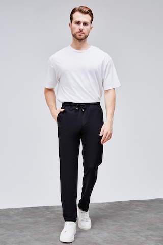 HLT Jeans Erkek Siyah Relaxed Fit Yandan Cepli Beli Lastikli Bağcıklı Duble Paça Jogger Pantolon Bolt-1996 Siyah