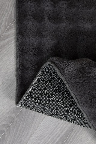 Bubble Oval Yumuşak Peluş Kaymaz Salon Oturma Odası Balkon Halısı Yolluk Antrasit