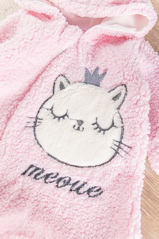Babymod Kedi Figürlü Peluş Welsoft Kız/erkek Bebek Tulum Pembe