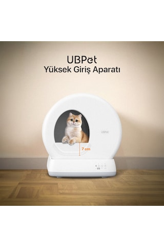 Ubpet C10 Pro Kameralı Otomatik Akıllı Kedi Tuvaleti İçin Aparat/buffle, Kum Sıçratma Önleyici, Beyaz
