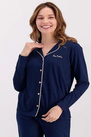 Pierre Cardin 7717 Kadın Modal Uzun Kollu Önden Düğmeli Pijama Takımı-lacivert Lacivert