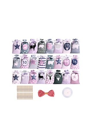 Saten Drawstring Noel Advent Takvimler Çanta - Çocuk Sarma Atıştırmalık Keseleri Çok Renkli Standart