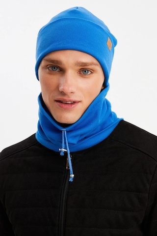 Erkek Balıkçı Style %100 Pamuklu Kaşkorse, Terletmez, Ultra Hafif, Yumuşak Bere Boyunluk Takım - Standart / Mavi Mavi