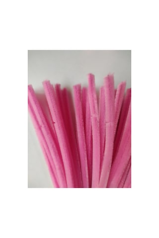 100 Adet Şeker Pembe Şönil, Çiçek Yapımına Uygun Tüylü Tel, 30 Cm 6mm
