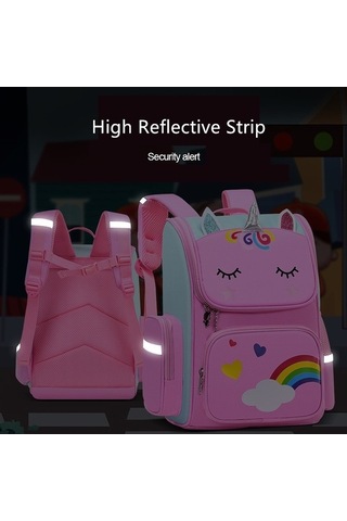 Fengdong Çocuklar Okul Sırt Çantası Sevimli Karikatür Okul Çantaları Kızlar Aydınlık Pembe Kitap Çantası İlköğretim Okulu Öğrenci Sırt Çantası-mavi-1 Mavi