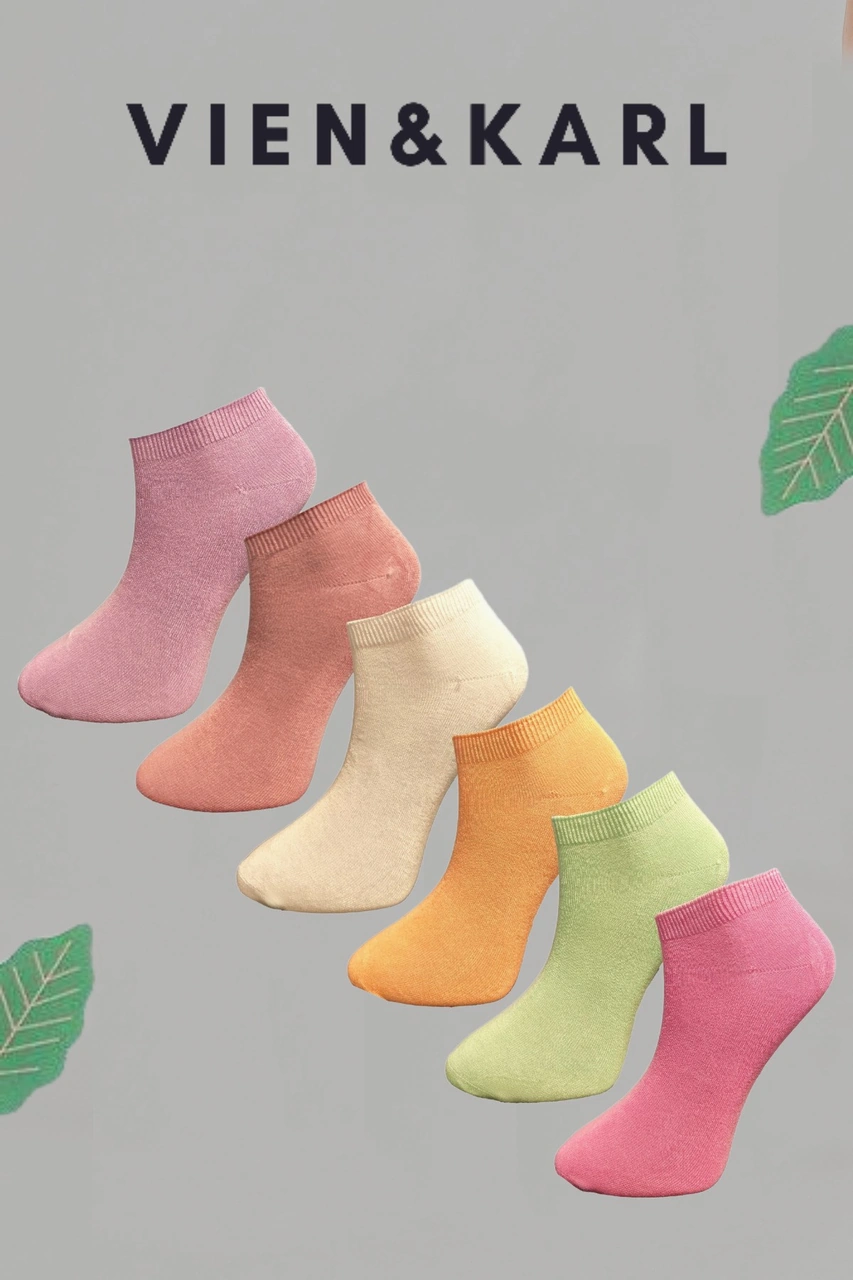 6'lı Premium Kutu Kadın Karışık Renk Bambu Çorap Vk-patikrenkli-6lı-36/41
