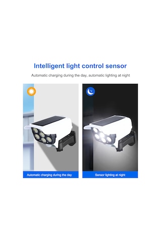 Qingmipy Güneş Enerjili Dış Mekan Aydınlatma Led Simülasyon Kamera Güvenlik Işığı, Hırsızlık Önleyici Siyah