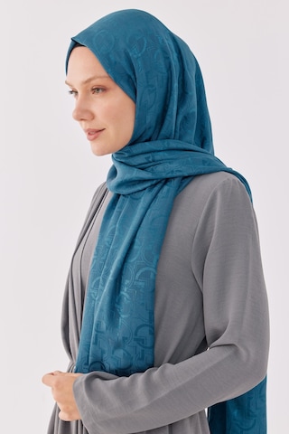 Mirsoy Scarf Daka Desen Parlak Jakar Şal - Mavi Mavi