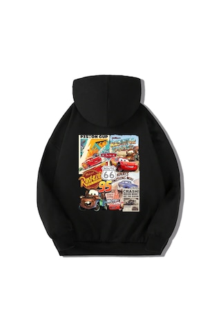 Brz Kids Unisex Çocuk Arabalar Cars Hoodie Siyah