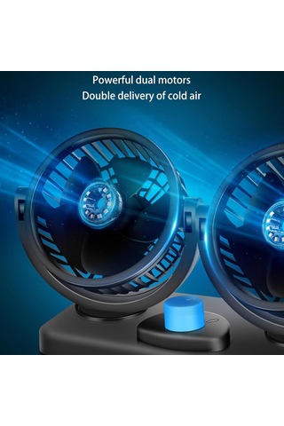 Araba Fan Usb Şarj Edilebilir Çift Baş Fan Fanları Suv Track Gösterge Paneli Masası İçin 5-bıçak Elektrikli Araç Soğutma Fanları, Çift