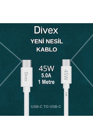 Divex 5.0a 45w Type-c - Usb-c Hızlı Şarj Data Kablosu Dc-140