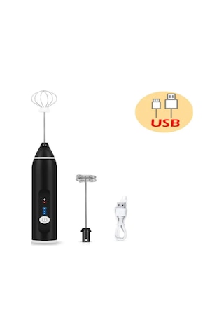 Xindoker Usb Şarjlı El Tipi Krema Çırpıcı - Ev Kullanıma Mini Elektrikli Karıştırıcı, Ev Fırıncılığı Aleti, Siyah Siyah