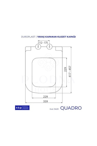 Quadro Kare Duroplast Yavaş Kapanan Klozet Kapağı