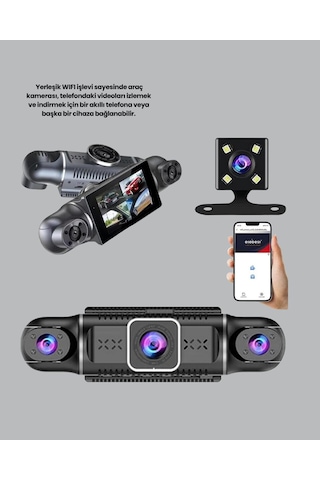 Gps Li 4 Kameralı Araç İç Dış Kayıt Sistemi 1080p Wifi Destekli 54009665