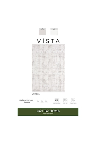 Vista Vs010a Beyaz Halı Modern Desenli Antialerjik Pamuk Taban Yıkanabilir Salon Halısı Yatak Odası