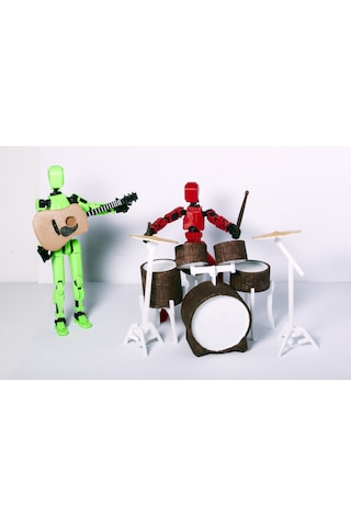 Koleksiyon Serisi Müzik Grubu Figür Seti Gitarist Ve Baterist Hareketli İkili Figür