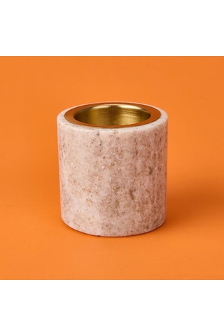 Kpm Marble Şamdan Mumluk - Bej - 6 Cm Bej