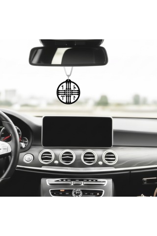 Tengri Tamgası Ve Çift Başlı Kartal Ay Yıldız Çift Taraflı Dikiz Aynası Süsü - Premium Piano Black Pleksi Klipsli Zincirli Araç Aksesuarı