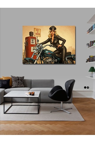 Kanvas Tablo Motosikletli Kadın Kahraman 70cmx100cm